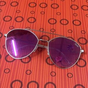Quay Australia Silver Frame Sunglasses with Purple Lenses